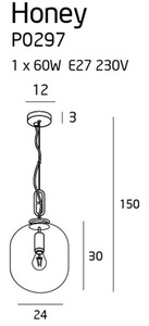 Lampă suspendată Max Light Honey P0297 negru sticlă chihlimbar 24 cm small 2