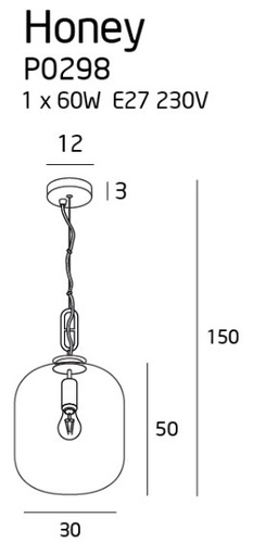 Verifica Pendul Max Light Honey P0298 negru sticlă fumurie 30 cm
