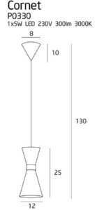 Lampa suspendată Max Light Cornet P0330 LED 5W negru auriu 12 cm small 2
