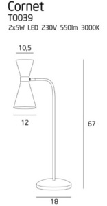 Lampă de birou Max Light Cornet T0039 negru auriu metal 2x10W LED small 5
