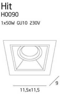 Spot încastrat Max Light HIT H0090 negru metal GU10 11,5x11,5 cm small 3