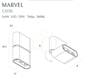 Spot LED de tavan Max Light Marvel C0150 negru/auriu 12 W 3000 K small 5