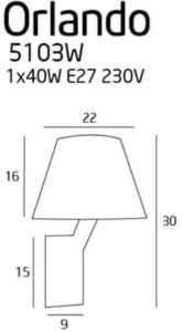 Aplica de perete Max Light Orlando alb metal/textil 30 cm 5103W/WHNM small 1