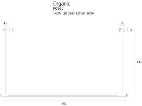 Verifica Lampă suspendată Max Light Organic Horizon P0360 aurie LED 150 cm