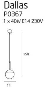 Lampă suspendată Max Light Dallas negru sticlă metal 14 cm E14 P0367 small 2