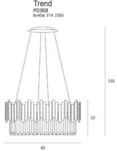 Lustră suspendată Max Light Trend P0368 aurie 8xE14 cristal metal sticlă 45 cm small 2