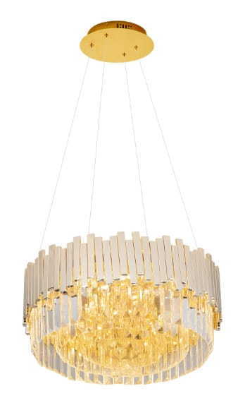 Pendelleuchte Max Light Trend P0368 Gold 8-flammig Kristall Metall Glas 45 cm