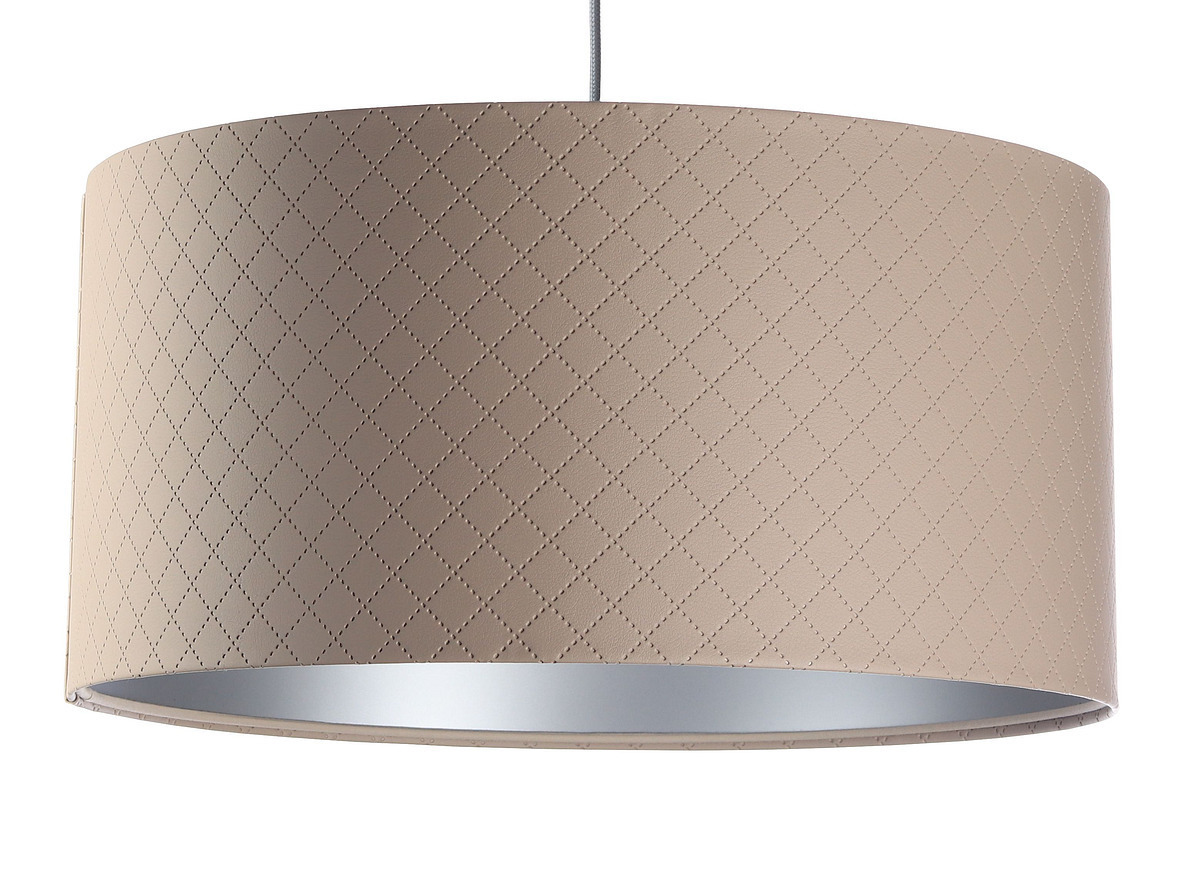 Vedere Lampa din piele bej E27 60W matlasare diamantată, argintie Lampa din piele bej E27 60W matlasare diamantată, argintie