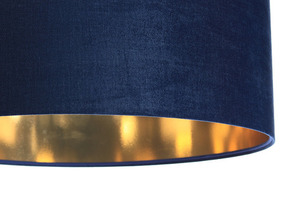Piele - lampă suspendată albastru bleumarin, material textil din catifea, aur E27 60W small 1