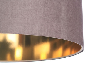 Candelabru rotund din piele 60W E27 bej închis, auriu, tapițat small 1