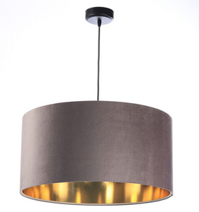 Candelabru rotund din piele 60W E27 bej închis, auriu, tapițat small 0