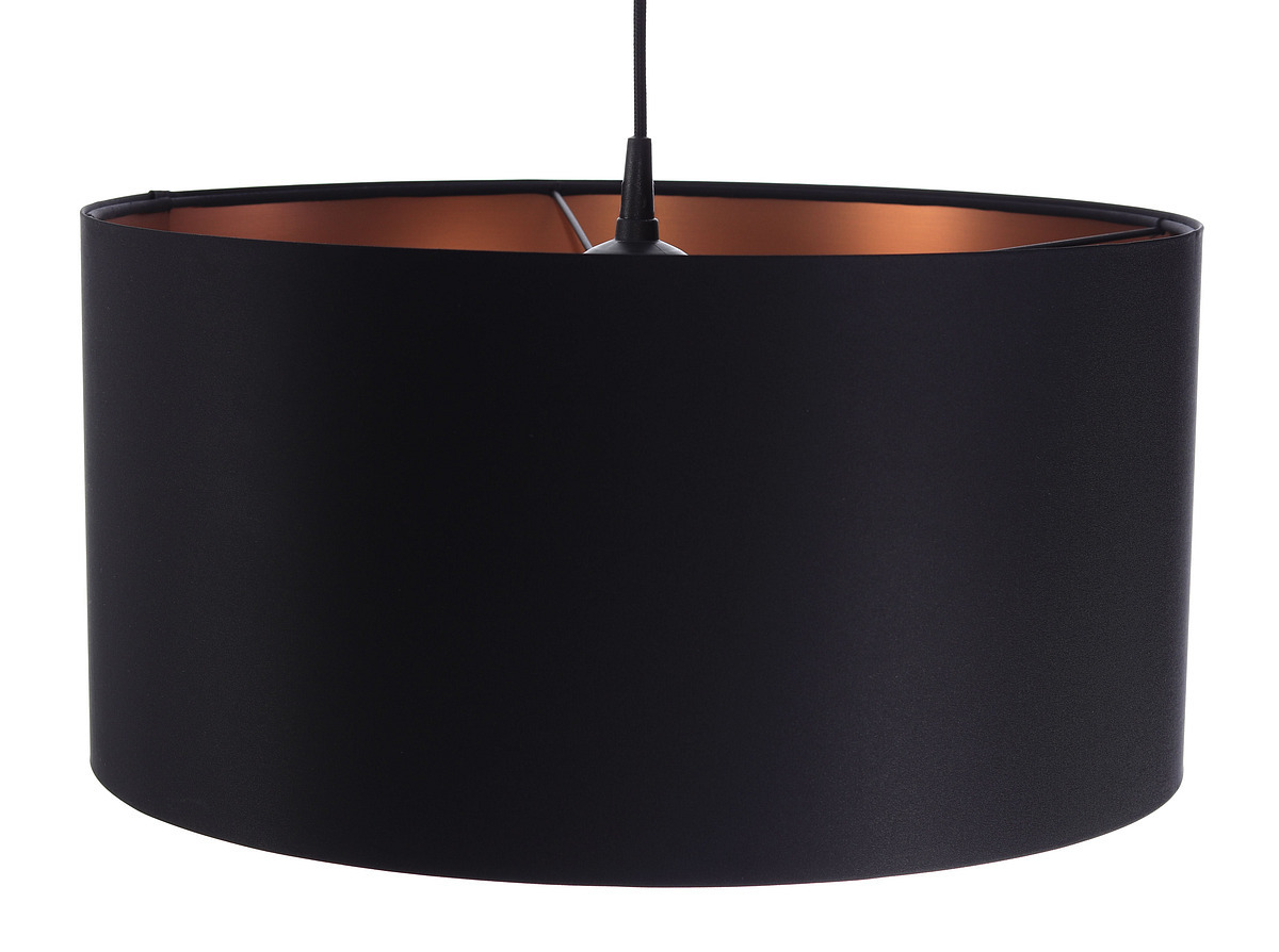 Afişa Lampa suspendată din piele neagră 60W E27 din cupru, satin Lampa suspendată din piele neagră 60W E27 din cupru, satin