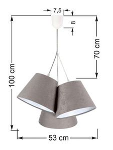 Lampa suspendată în trei puncte BUCKET E27 60W gri / alb, piele de căprioară 6 Lampa suspendată în trei puncte BUCKET E27 60W gri / alb, piele de căprioară small 6