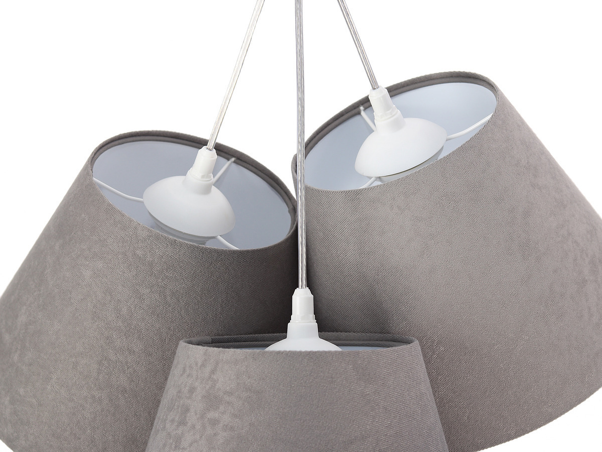 Afişa Lampa suspendată în trei puncte BUCKET E27 60W gri / alb, piele de căprioară Lampa suspendată în trei puncte BUCKET E27 60W gri / alb, piele de căprioară