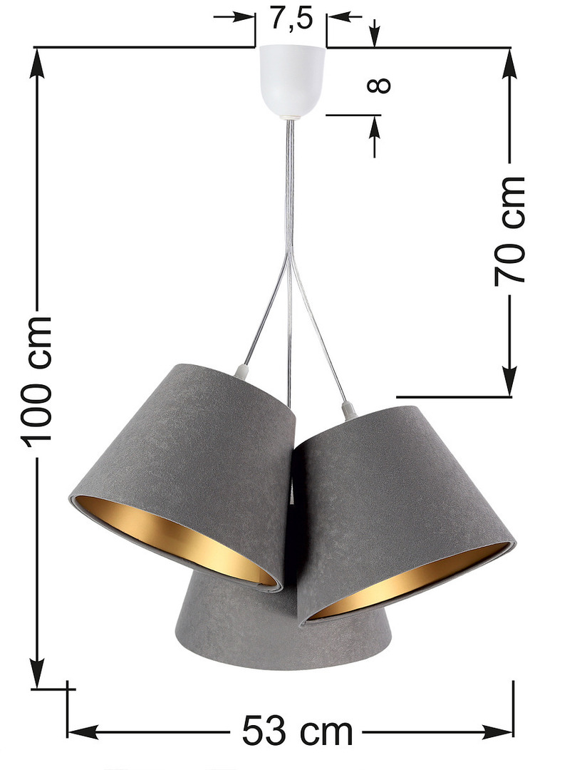Verifica Triple BUCKET E27 40W lampă înălțime reglabilă gri / auriu Triple BUCKET E27 40W lampă înălțime reglabilă gri / auriu