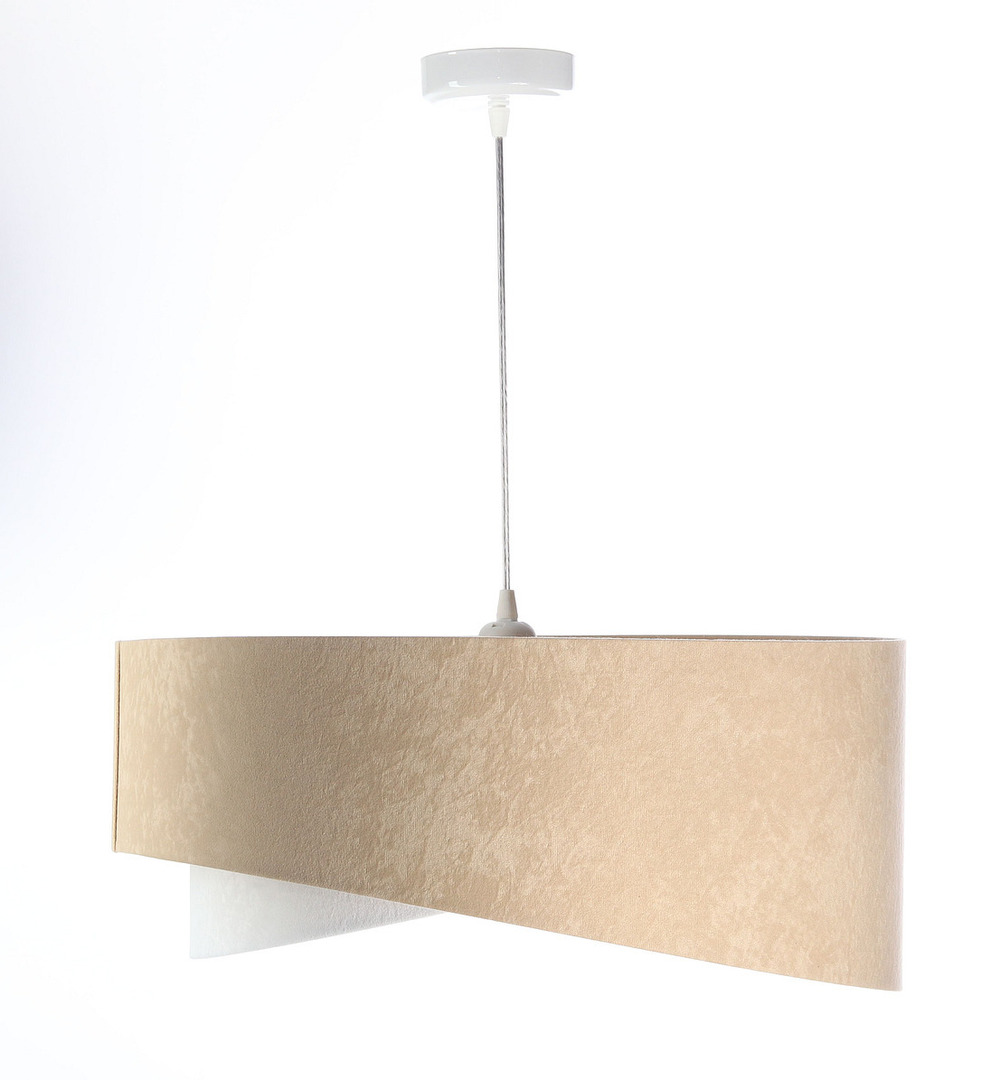 Spectacol Lampa suspendată asimetrică Elegance 60W E27 velur, bej / alb / auriu Lampa suspendată asimetrică Elegance 60W E27 velur, bej / alb / auriu