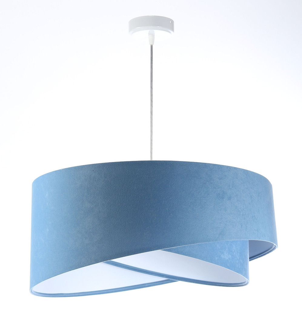 Vedere Lampa suspendată de bucătărie Elegance 60W E27 albastru / alb, material velur Lampa suspendată de bucătărie Elegance 60W E27 albastru / alb, material velur