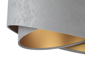 Lampă cu pandantiv gri Elegance 60W E27 velur din aur asimetric small 1