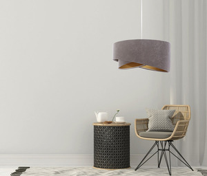 Lampă cu pandantiv gri Elegance 60W E27 velur din aur asimetric small 5