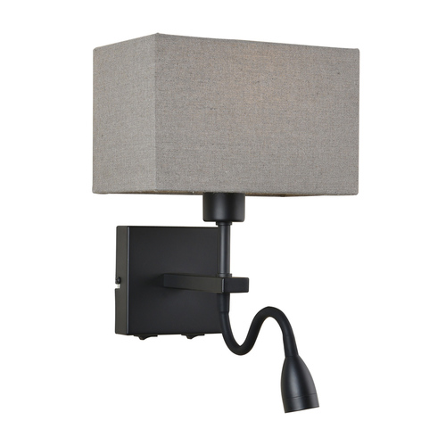 Verifica Lampă de noptieră Italux neagră 2xE27 LED, oțel și material, 29 cm, WL-1122-2-BL-BM-RC-GR