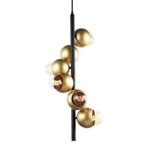 Lampă suspendată Italux Malmo 6xE27 negru-auriu PEN-5104-6-BKGD small 0