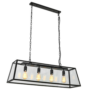 Pendul Italux Laverno negru mat 4xE27 metal și sticlă MD-102721-4-B small 1