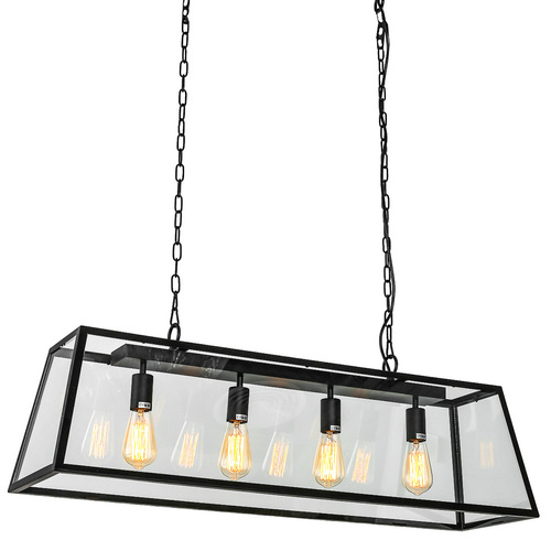 Verifica Pendul Italux Laverno negru mat 4xE27 metal și sticlă MD-102721-4-B