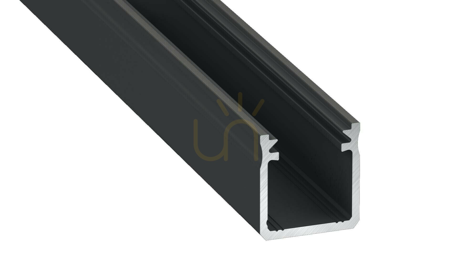 Profil din aluminiu negru, tip Y 1m + difuzor opal